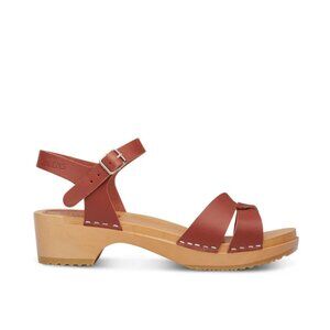 Swedish Hasbeens Clog Sandal in Cognac Size 38 NWT